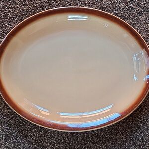 Tepco China USA Restaurant Ware Brown Oval Patter Dark Brown Edge Heavy MCM